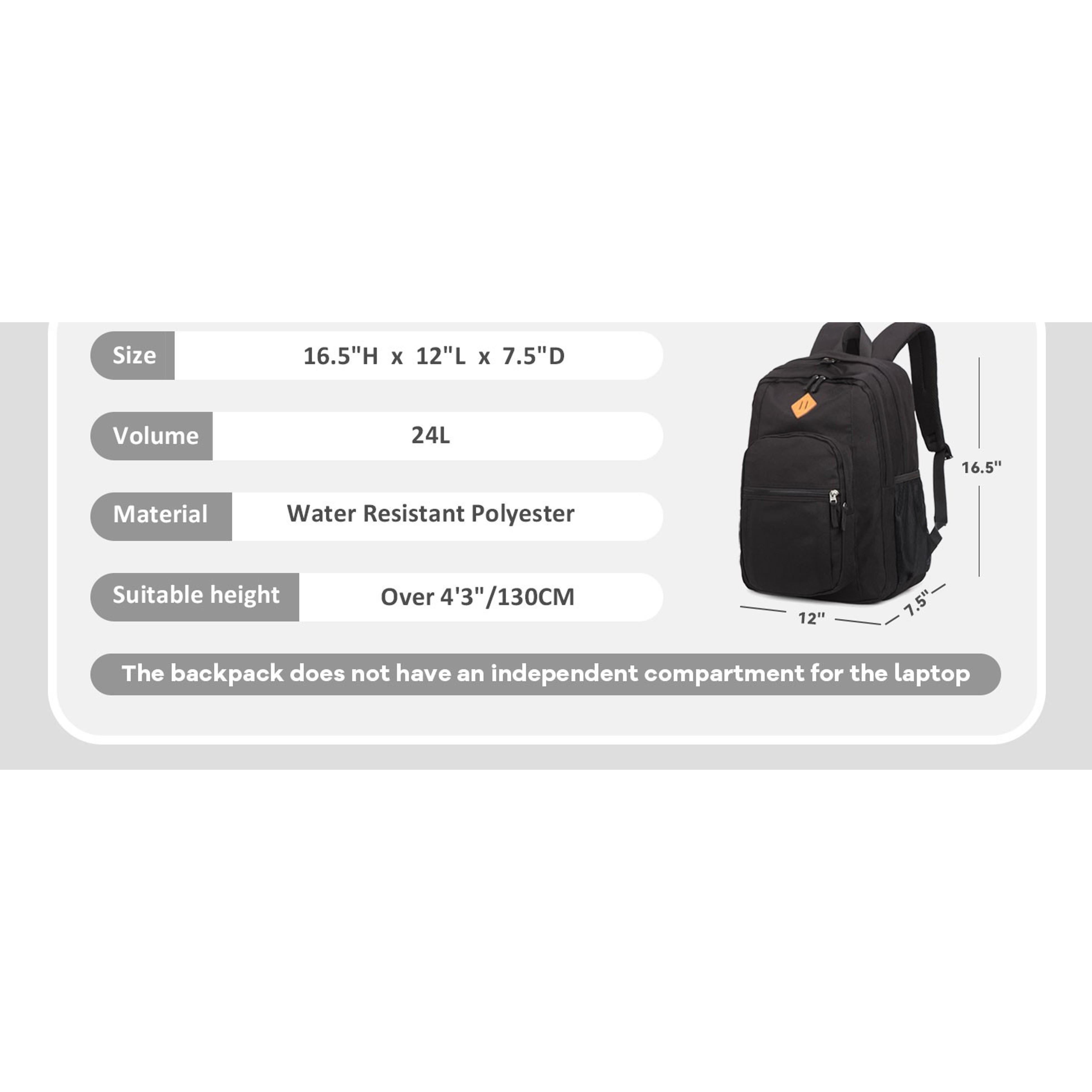 abshoo Classical Basic Womens Travel Backpack For College Men Water Resistant Bookbag (Grey)