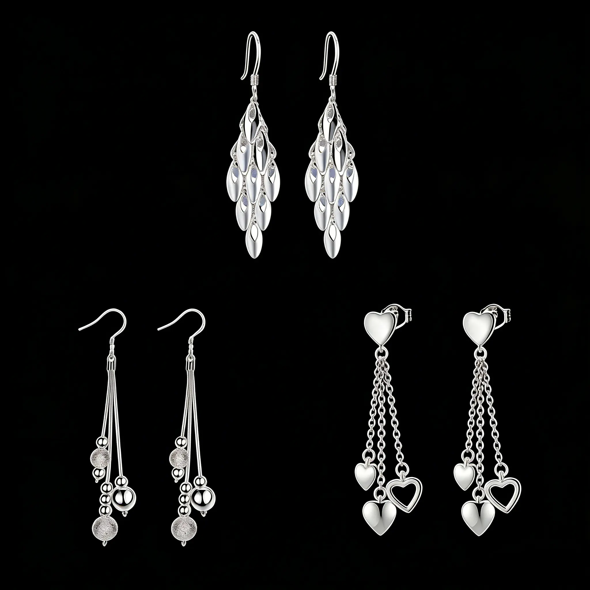 AELNEN 925 Sterling Silver Fish-Scales Dangle Earrings for Women, Unique Tassel Statement Hook with Polished Finish, Dangle Earrings Set, Fashion Dangle Earrings