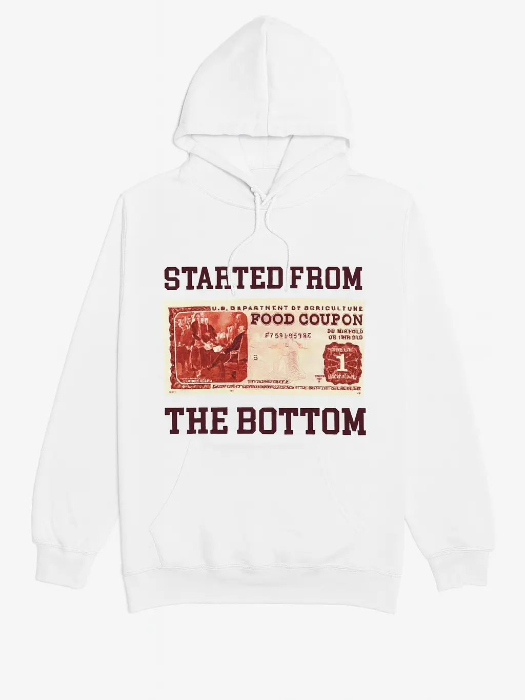 DEMARCIANO Men's Handmade Food Stamp Graphic Pullover Hoodie - Soft Preshrunk Cotton Basic Classic Short Apparel, Casual Clothes Menswear Top, Round Neck, Casual Ootd, Graphic Print