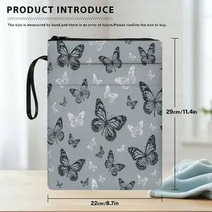 1PC Butterfly Pattern Print Book Cover with Zipper Closure - Book Protector & Storage Bag, Front Pocket for Students, Teachers, Office Supplies, Book Accessories