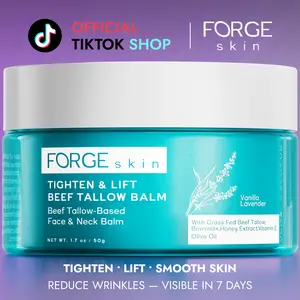 FORGE SKIN Tighten & Lift Beef Tallow Balm - Hydrating Moisturizer with Beeswax for Dry Skin & Skincare Nourishing Blend of Honey, Olive Oil & Vitamin E Smooth Firming Lotion Deep Moisturizing Body Butter Body Care Products Anti Aging Support