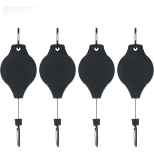 4 Pack Retractable Plant Hanger Heavy Duty Plant Pulley System in Different Height Lower and Raise Hanging Plants, Flower Baskets, Bird Feeders
