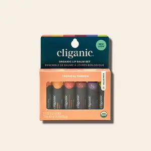 Cliganic Organic Lip Balm Set - Tropical Passion for Comfortable Lips - Oil Beeswax Daily Hydrate Moisturize Scent Smooth Moisture