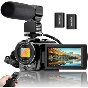 Video Camera Camcorder Digital YouTube Vlogging Camera Recorder FHD 1080P 24.0MP 3.0 Inch 270  Rotation Screen 16X Digital Zoom Camcorder with Microphone,Remote Control and 2