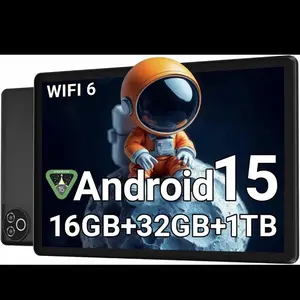 10 Inch Android 15 Tablet - 16GB RAM, 32GB ROM (1TB Expandable), 5-Core Processor, WiFi 6, BT 5.4, HD IPS Touchscreen, 8H+ Battery, Dual Camera, Cellphone Function, for Kids & Adults (Space Black)