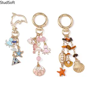 2026 New Fashion Starfish & Shell Keychain, Seahorse Octopus Key Ring, Backpack Bag Charm