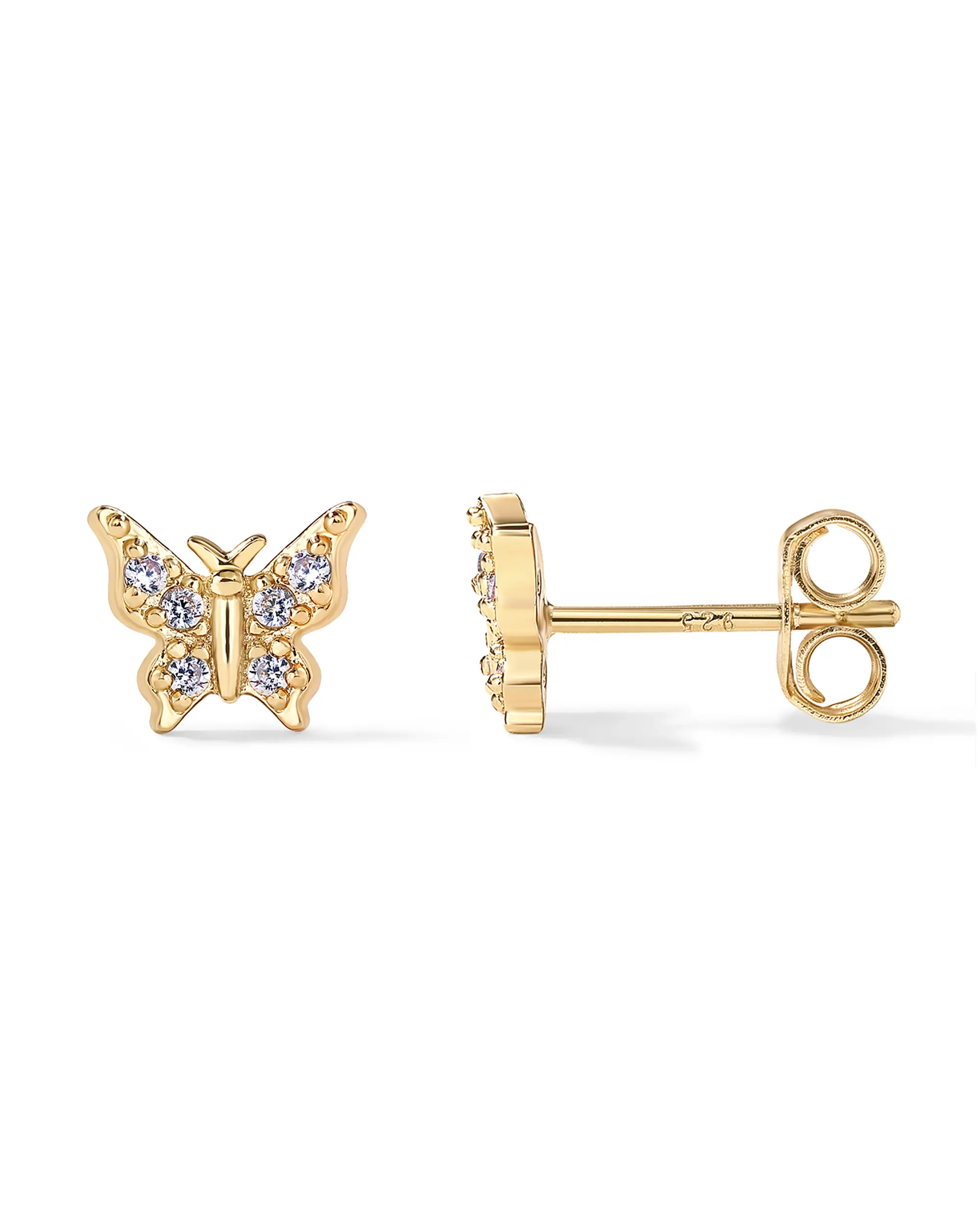 PAVOI 14K Gold Plated Dainty Stud Earrings for Women - Sterling Silver Posts Earrings with Cubic Zirconia