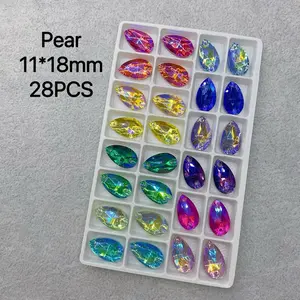 1 Tray Flat Back AB Colors Glass Rhinestone Sew-On Beading DIY Decoration