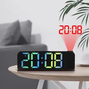 DAYBETTER Upgraded Projector Bedside Digital Alarm Clock LED Display Temperature & Day of the Week Adjustable Brightness Snooze Function Home Office School Use