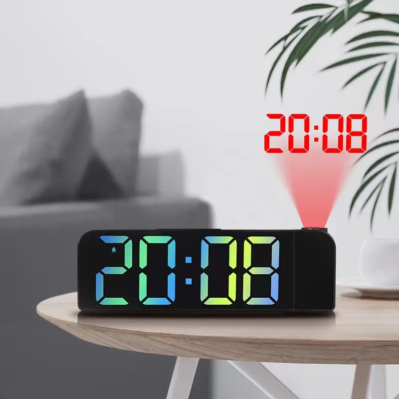 DAYBETTER LED Projection Clock,Upgraded Multifunctional Digital Alarm Clock - Desktop Electronic Alarm Desk & Shelf Clock with LED Display, Temperature, Day of Week, Adjustable Intensity, Snooze for Home, Office Use, Multifunctional Alarm Clock