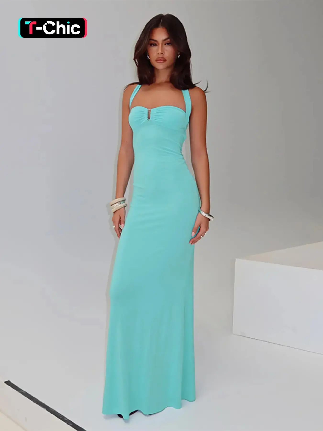 Elegant Off-Shoulder Bodycon Dress, Wowdark Japanese Button Neckline, Slim Fit Long Sleeve Evening Gown Formal Wear, Women's Fashion Clothing