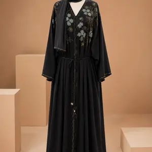 Premium Nida Abaya with Matching Chiffon Scarf – Size 52