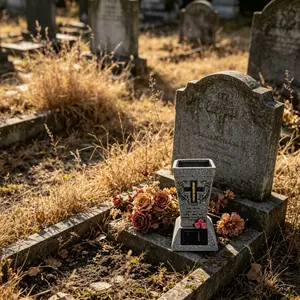 Gravestone Decor Ornaments Solar Cemetery Grave Flower Arrangement Led Lighted Vase with LED for Fresh/Artificial Flowers Headstones Vases with Spikes Memorial Gifts for Loss of Loved One
