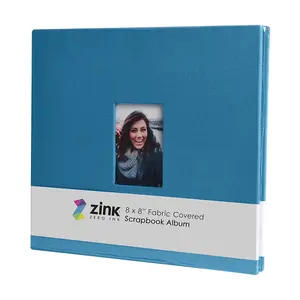 Zink Cloth Covered Scrapbook Album, 8" x 8” Large Photo Album Scrapbook with Front Picture Window