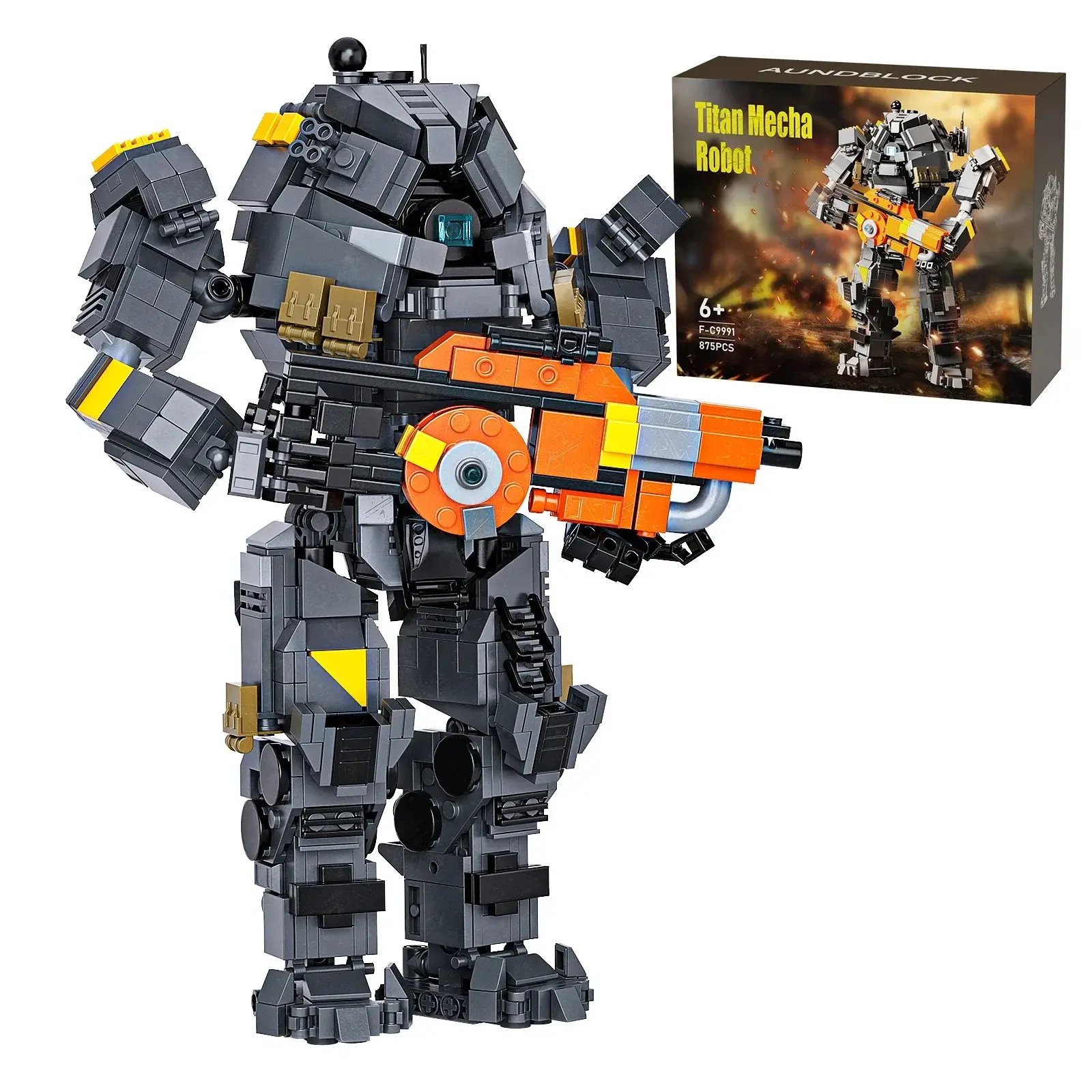 ABS Plastic Titan Ion Robot Building Block Kit (875pcs) - Mecha Assembly Model, Posable Figure Collectibles for Open Ended Play, Cool Toy Gift for Teen Boys Collectible Block Sets Diy Model Kit