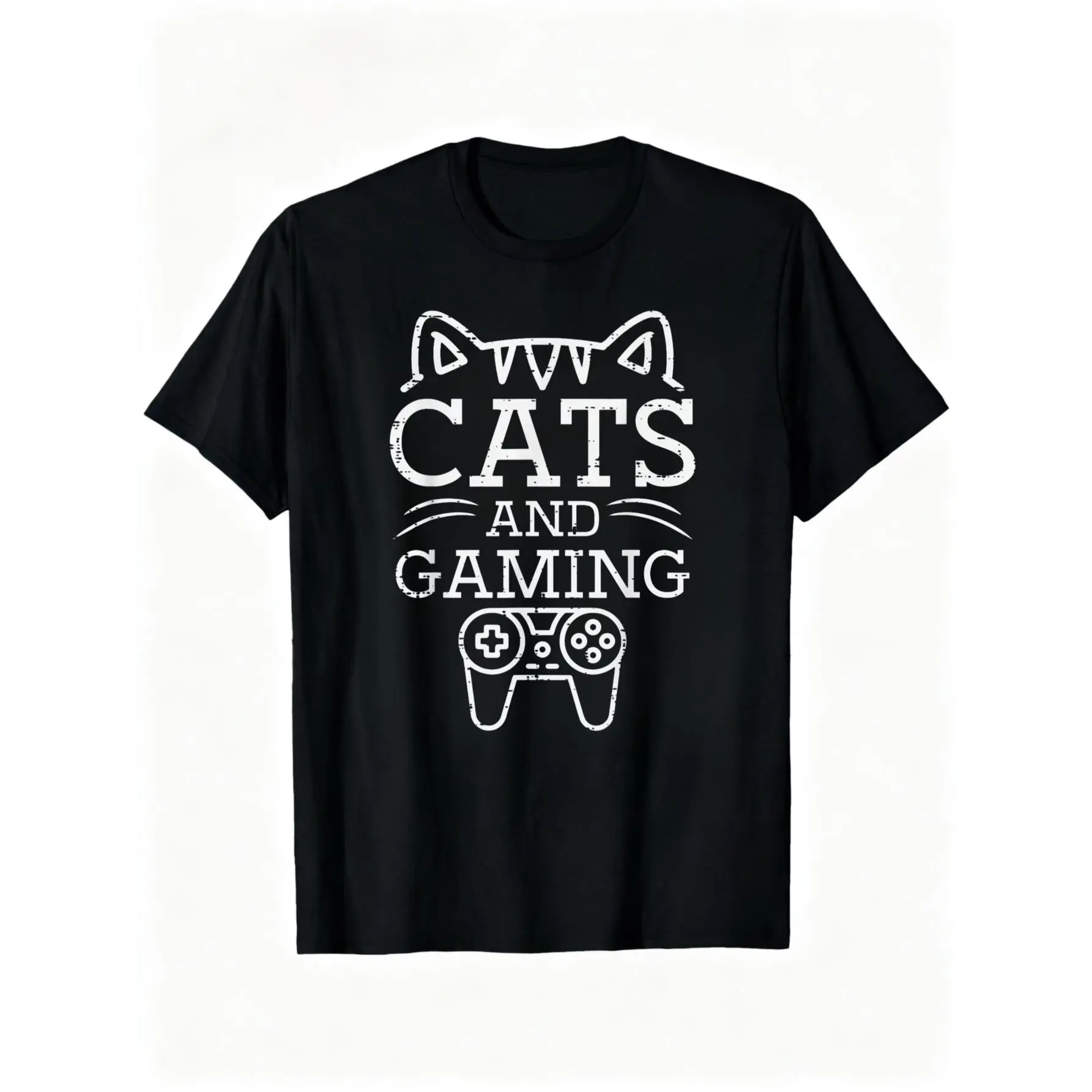 100% Cotton Unisex Gamer Cats And Gaming Video Game Men Women Boys Girls T-Shirt