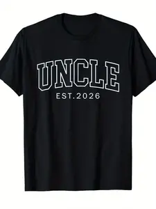 Men's Funny 2026 New Uncle Promotion T-Shirt - Retro Graphic Novelty Tee with Uncle Design, Comfortable Casual Fit for Birthdays & Family Events, Machine Washable Gift Apparel