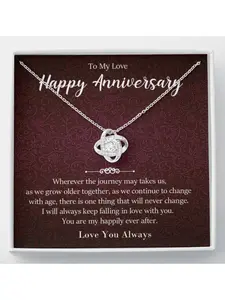Happy Anniversary Gift To My Love Necklace Love Knot Necklace with Romantic Message Card and Gift Box Anniversary,Valentine’s Day Gift for Wife/Girlfriend