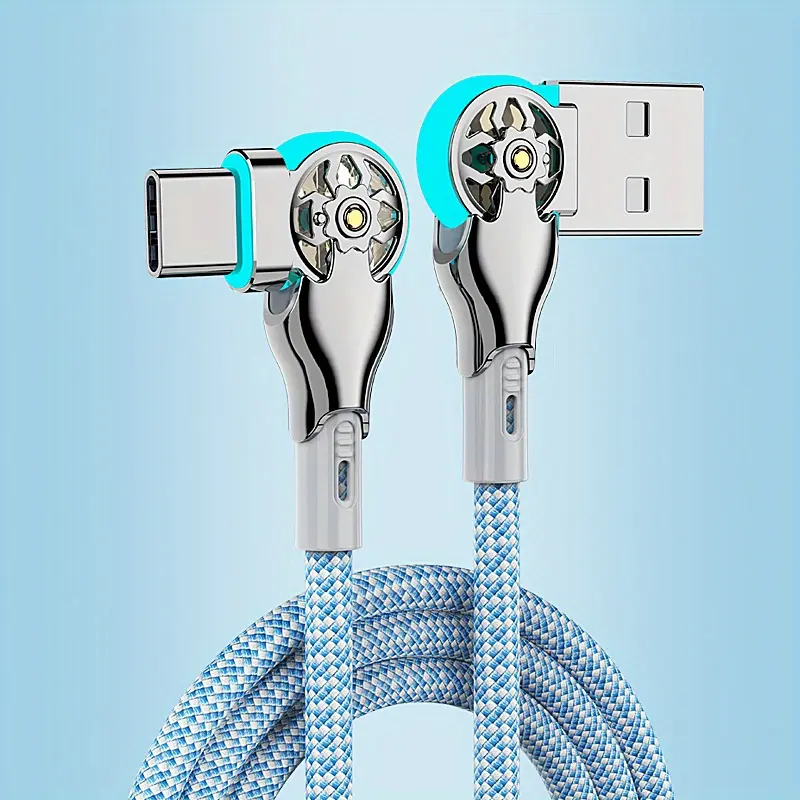 Dual-Elbow Rotatable Quick-Charging Type-C Data Cable for iPhone, Samsung, Huawei, Smartphone, Cellphone, Mobile Devices | Universal Charging Cables, Usb C Adapter