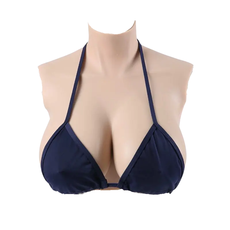 Realistic Silicone Breastplate for Adults, 1-Piece Strapless Push Up Forms with Faux Nipples, Gel or Silk Cotton Filled, C-G Cup Bra Accessory for Crossdressers, Accessories, Gel Filled