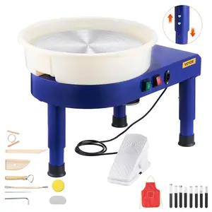 VEVOR Pottery Wheel,  14 in Ceramic Wheel Forming Machine, 60-300 RPM Speed Adjustable Foot Pedal, Adjustable Lift Leg, Detachable Basin, Complete Tool Accessory Kit for Work Art Craft DIY, Blue
