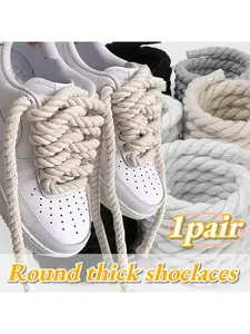 1 pair of shoelaces with boundless creativity, freely matched with every pair of shoes. Featuring diverse combinations, thick shoelaces come in multiple colors and styles, suitable for various shoe types and able to pair with any shoes. Thick Laces Design