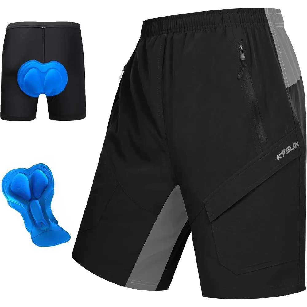 Men's 3D Padded Baggy Fit Active Shorts - Quick-Dry, Lightweight, Breathable, Adjustable Waistband, UPF 50+, 4-Way Stretch, Ergonomic, Cargo Pocket, Drawstring, Adjustable Strap for Climbing, Mountain Bike (Sports & Outdoor Gear, Male, Orange, M)