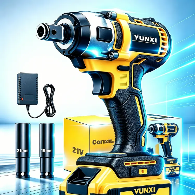 YUNXI 21V Brushless Cordless Impact Wrench - High Torque Electric Wrench with Batteries, Aluminum Build for Car Repair, Tire Replacement (Cars Tools)