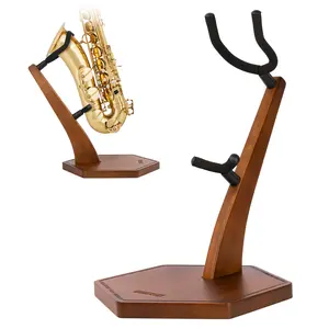 STRICH Wooden Saxophone Stand Display, Alto/Tenor, Handmade Solid Wood Floor Stand Holder Colour Walnut, Weighted Heavy Base (FH-4, Sax)