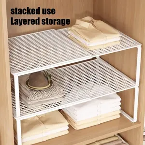 Expandable Storage Rack for Cabinets, Wardrobes, and Shoe Racks, Space-Saving Stackable Organizer with Divider Boards, Desktop and Vertical Shelving, Closet Organizer