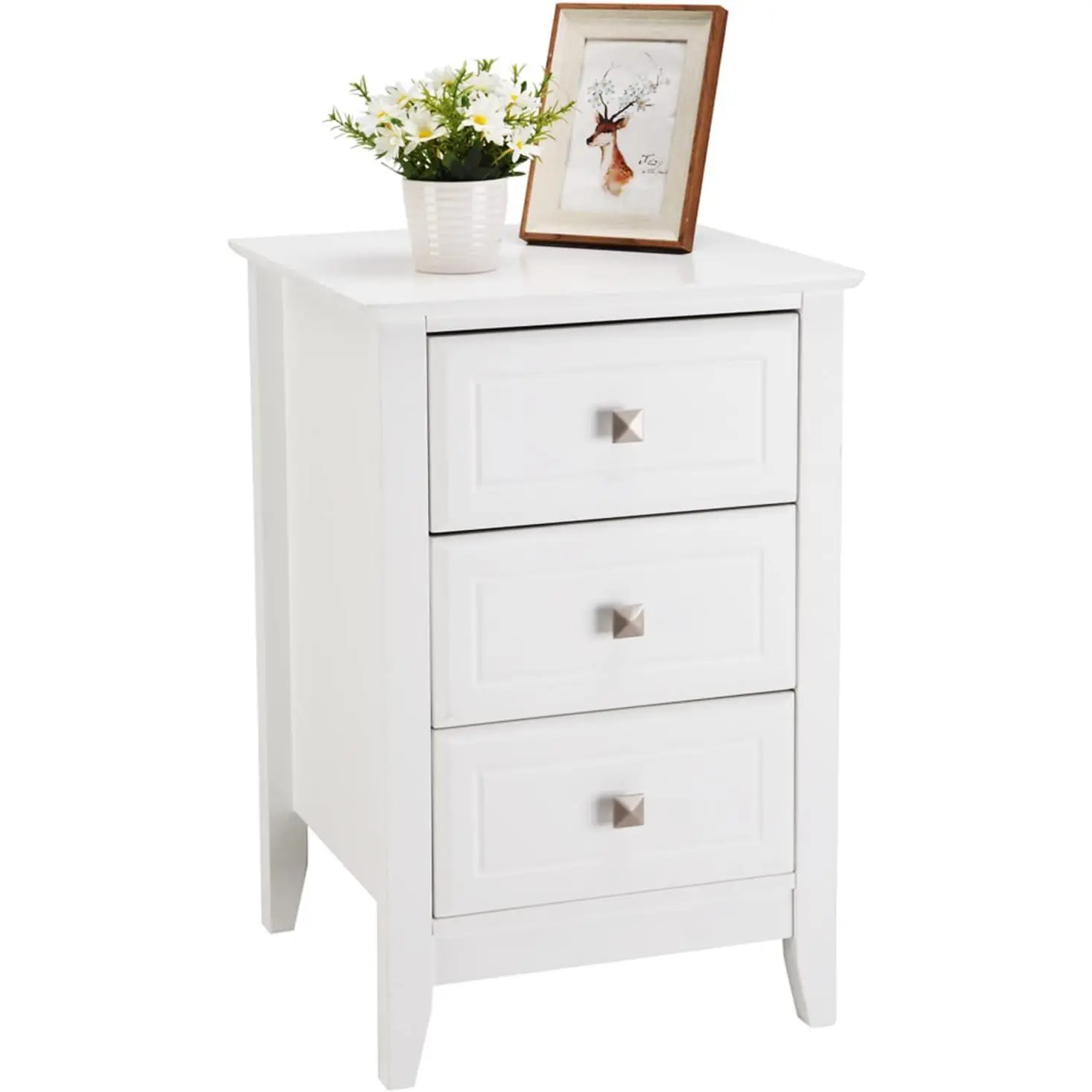 VINGLI Upgraded Nightstand Bedside Table (Set of 1), Modern 3-Drawer Wooden Table, Space-Saving for Bedrooms, College Dorms, 16W x 16D x 24H, Small Spaces