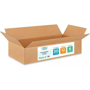 Large Shipping & Moving Boxes 30x12x6 inches (10-Pack) - Extra Strength 200 lb vs Regular - Corrugated Packing Boxes for Moving - Big Box - Box for Packaging Moving Large Volumes by IDL Packaging