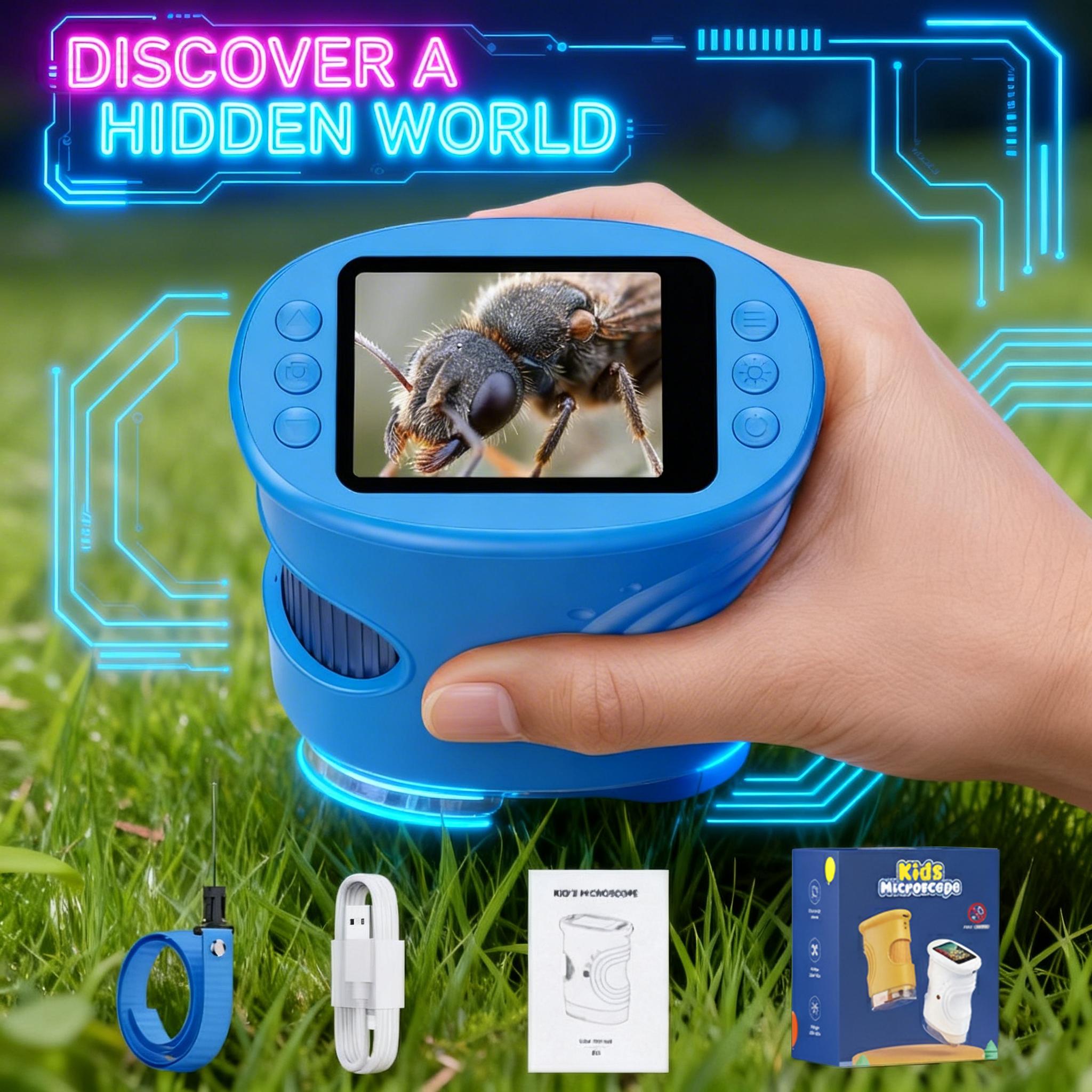 【2026 Upgrade】SEEKID 1000X Handheld Microscope for Kids with 4K 2.0" Screen, Photo & Video Camera, Rechargeable and Portable, a Fun STEM Gift & Birthday Present for Ages 3+