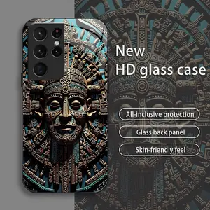 Suitable for [Galaxy S21 Ultra 5g] New high-end totem glass mobile phone case New business simple metal paint electroplated glass mobile phone case Affordable price Anti-drop and anti-fingerprint 995