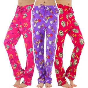 ToBeInStyle Women's Multi-Pack Of Fleece Lined Assorted Print Pajama Bottoms