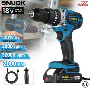 Snuok 18v Brushless Multi-Function Drill, 2000mah Typec Battery Pack, Three Modes, Wall Drilling, Furniture Assembly, Metal Drilling, Woodworking