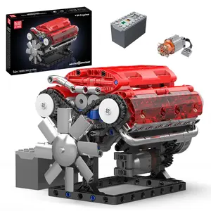Mould King 10155 V-type engine Red Motor Model Building Block STEM DIY Gift Adult Kid Toy 552 Pcs Brick