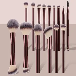 15pcs Makeup Brush Set Soft Premium Synthetic Hair for Daily Face Makeup - Eyeshadow, Brow, Foundation, Blush, Concealer, Highlighter Brushes