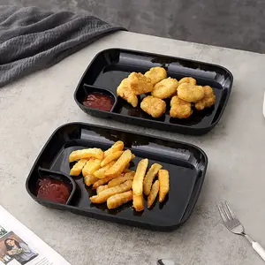 Reusable Plastic Serving Plates with Dipping Sauce Dish, Durable and Scratch-Resistant, Safe for Microwave and Dishwasher, Perfect for Parties, Salad Serving Plates, Party Plates