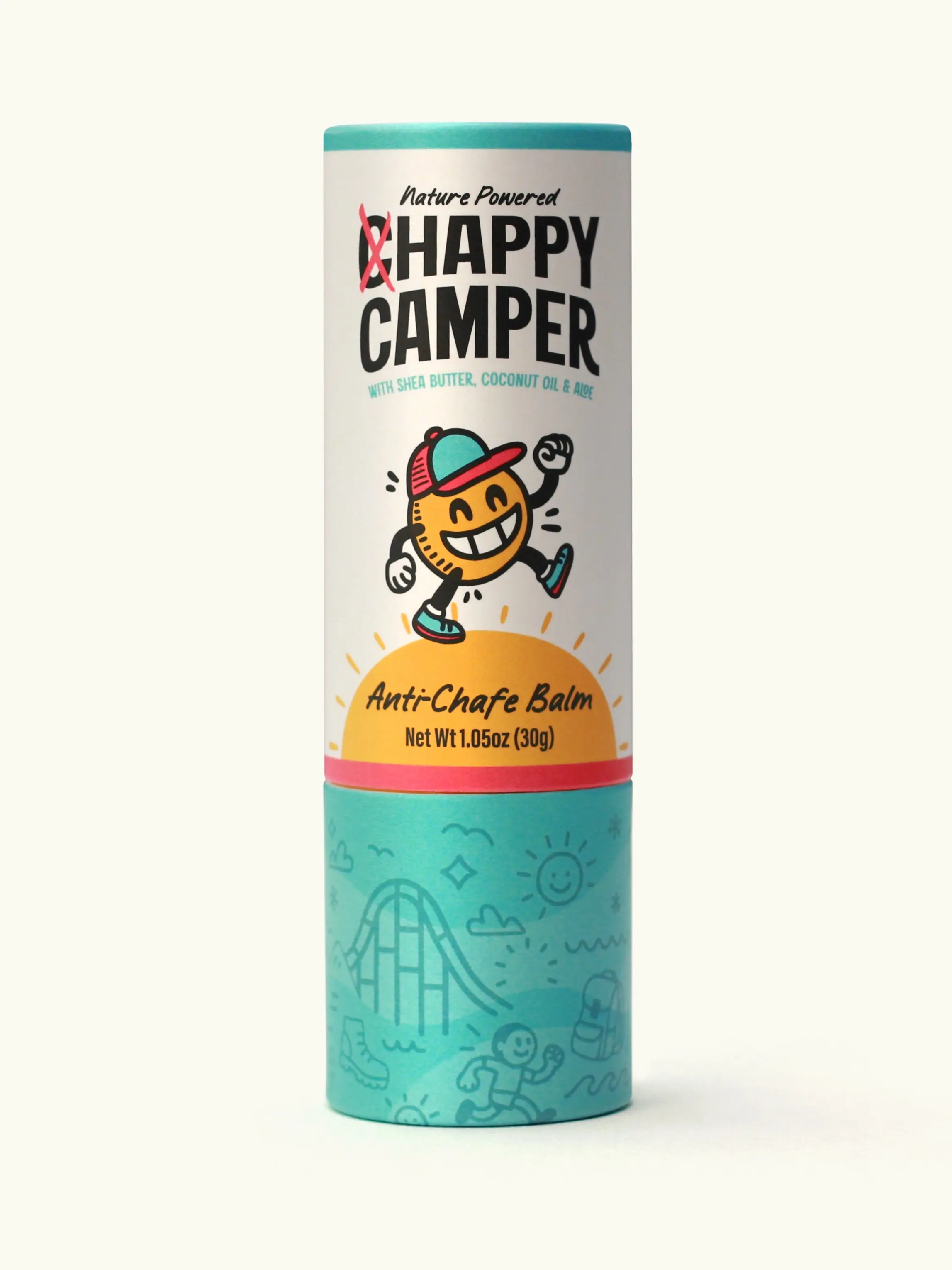 Anti-Chafe Balm by CHAPPY CAMPER, for Running, Hiking & Theme Park Days, 100% Plant-Based Shea & Coconut, Silicone-Free for Sensitive Skin, Thigh & Body Chafing Relief