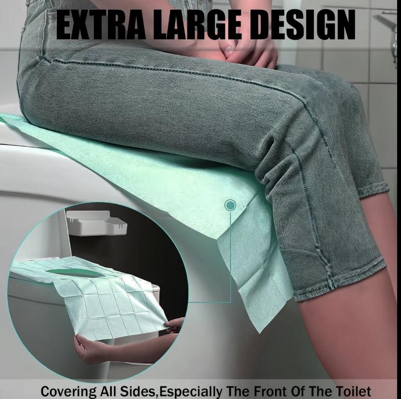 Disposable Toilet Seat Covers (10/20/30-Pack), 16x24in Waterproof Portable Non-Slip Individually Wrapped Bathroom Hygiene Essentials