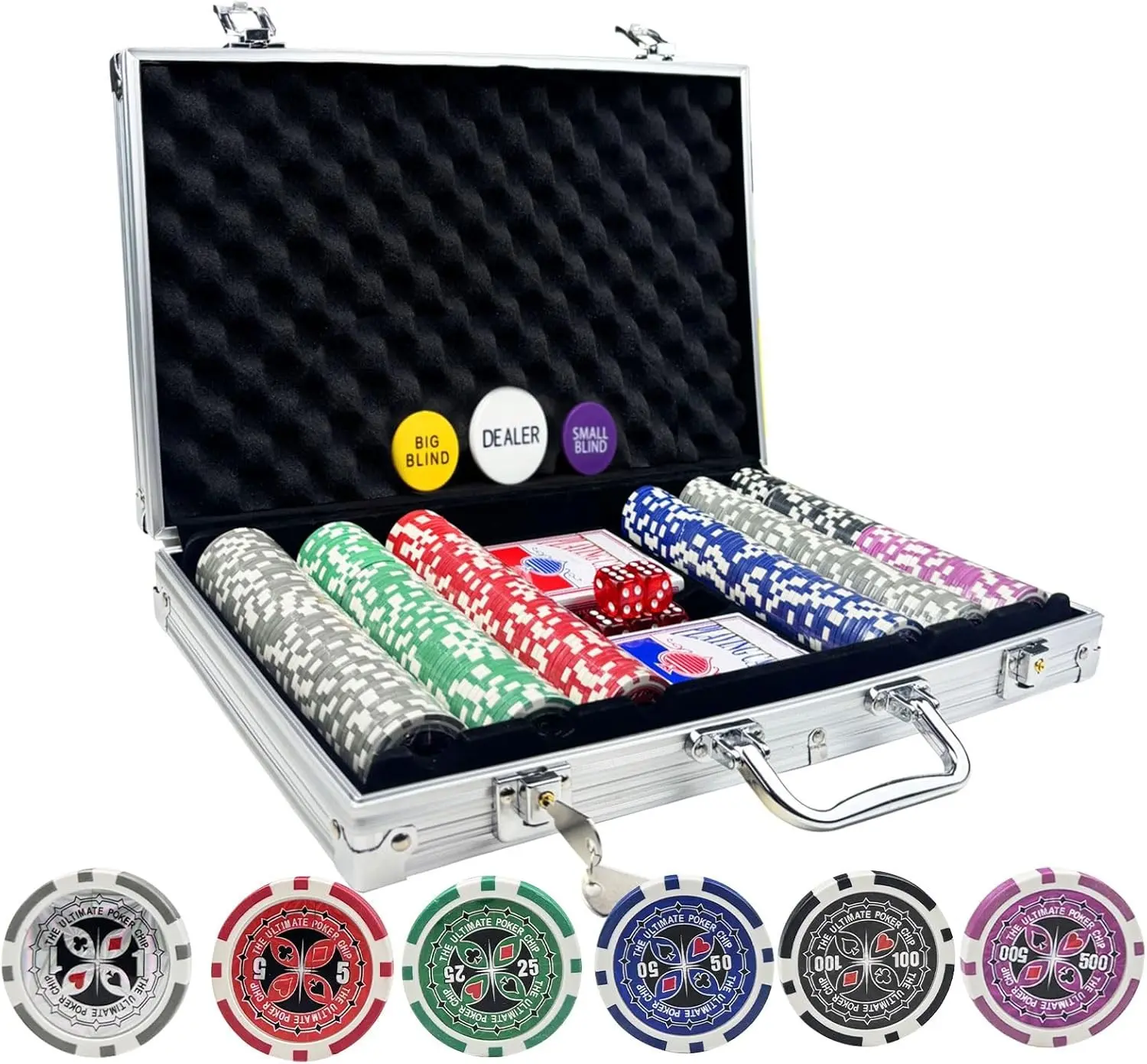 Poker Chips with Numbers,Poker Chips Set with Aluminum Travel Case,11 Gram Casino Poker Set for Texas Holdem, Blackjack