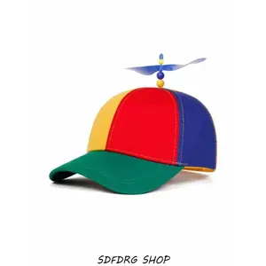 Rainbow Propeller Hat for Adults, Funny Colorful Beanie Cap with Spinning Propeller, Adjustable Lightweight Party Hat, Aesthetic Y2K Costume Cap for Festival, Halloween, Party