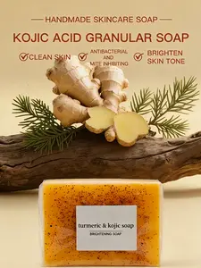 Turmeric Soap Bar,Lemon Turmeric Kojic Soap,Honey Glow Lemon Turmeric Soap Bar,Natural Tumeric Handmade Soap for Face & Body,Gentle Moisturizing (1pcs) Cleanser Skin Repair