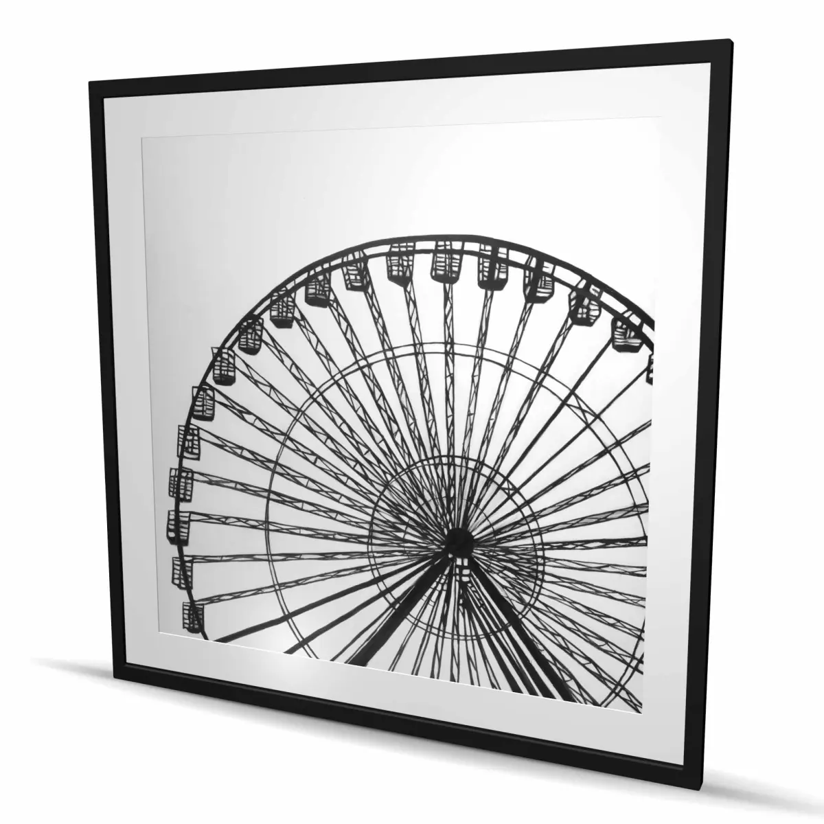 212 MAIN Industrial Matted Framed Print Wall Art - 48x48 in. Modern Monochrome Black Ferris Wheel Photo, Artistic Decoration, Decorative Home Supplies for Room Decor