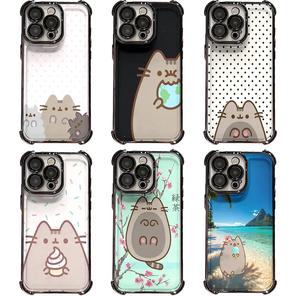 Pusheen Cat Cute Kawaii Cartoon Phone Case, Shockproof Hard Cover for iPhone 17, 16, 15, 14, 13, 12, 11, Pro, Pro Max, Plus | Compatible with Samsung Galaxy S23, S24, S25, S26, Plus, Ultra, Perfect Christmas Halloween Birthday Thanksgiving Gift for Friend