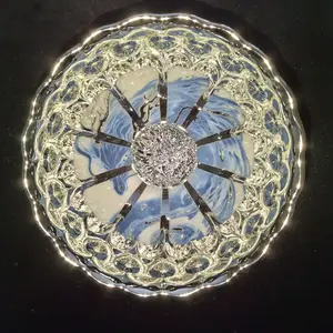 Blue Marble & Silver Dragon Glow-in-the-Dark Artisan Porcelain Teacup