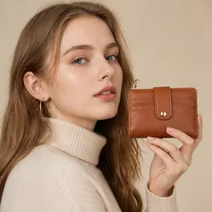 Ultra-thin wallet with multiple card slots, buckle design, short fashionable women’s wallet, coin purse
