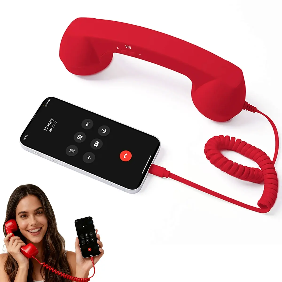 Retro Phone Handset for iPhone & Android – Vintage Receiver with Mic & Speaker, Old School Telephone Prop for Mobile Phones