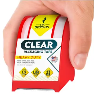 Packing Tape with Dispenser Packaging Shipping Refill Clear Mailing Moving Supplies Sticky Office Small Business 1.88" Wide x 23 Yards x 1.5" Inch Core